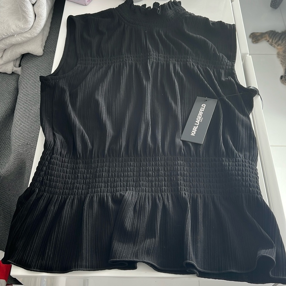 NWT Karl Lagerfeld sleeveless black dressy top